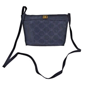 DD Mini Crossbody Purse Blue With Gold Logo And Logo Printed On Purse